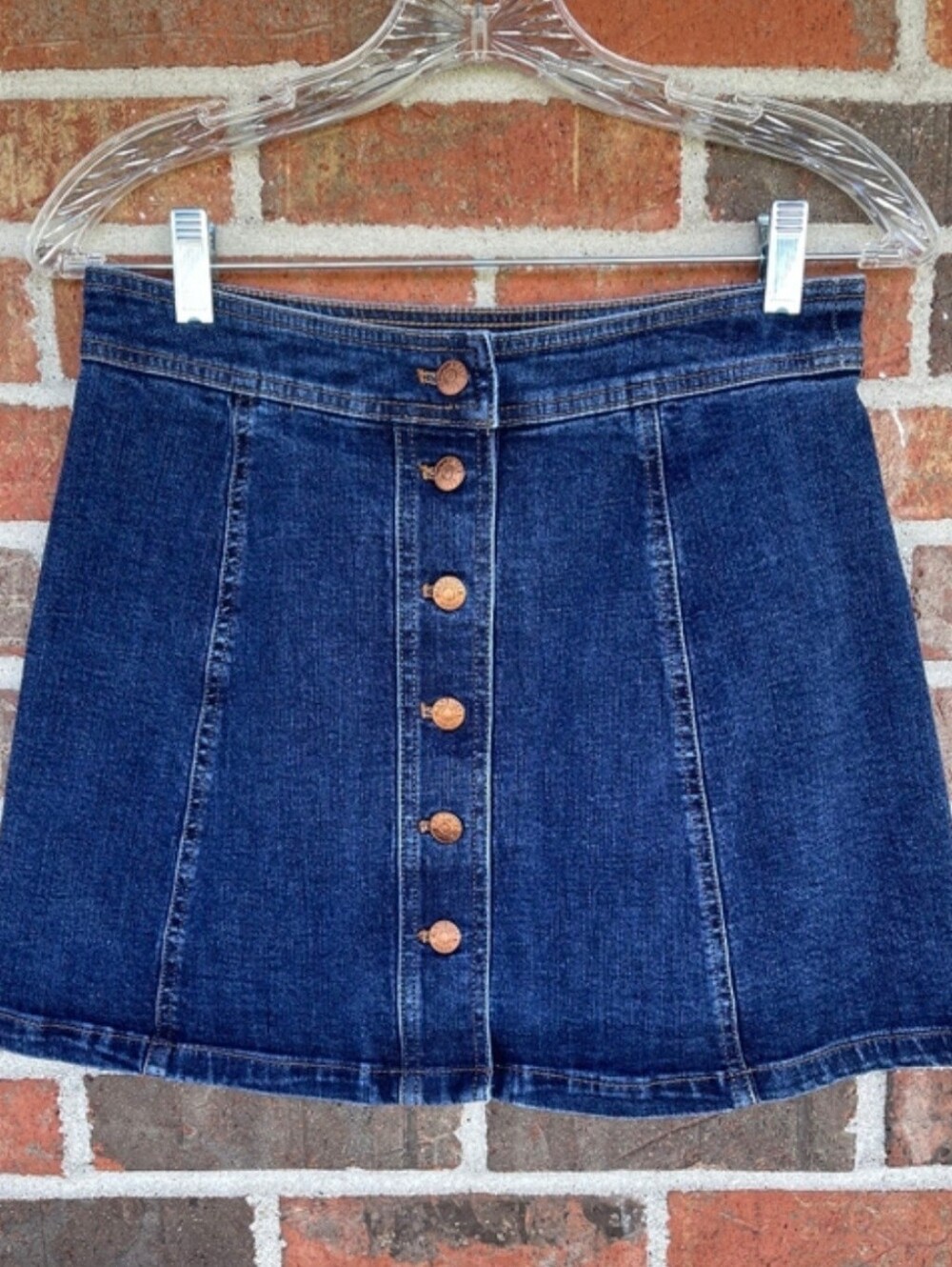 Madewell Dark Blue Button-Front Denim Mini Skirt Size 4